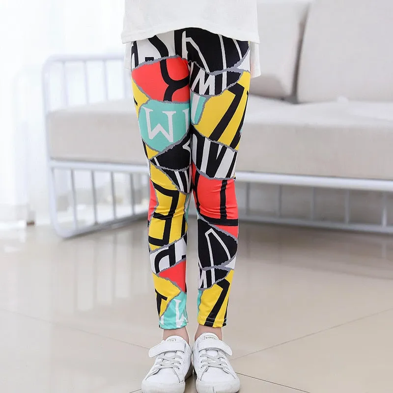 Floral Print Elastic Soft Stretchy Girls Leggings