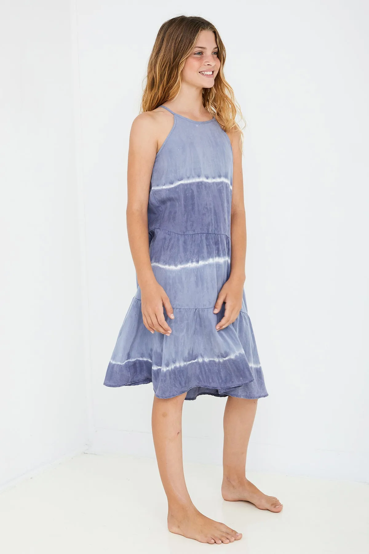 Girls Dress Bella Dahl Indigo Tiered (Size 12 left)