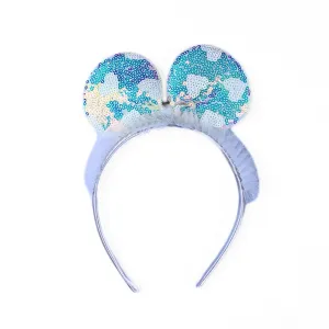 Girls white sequin ear hair band