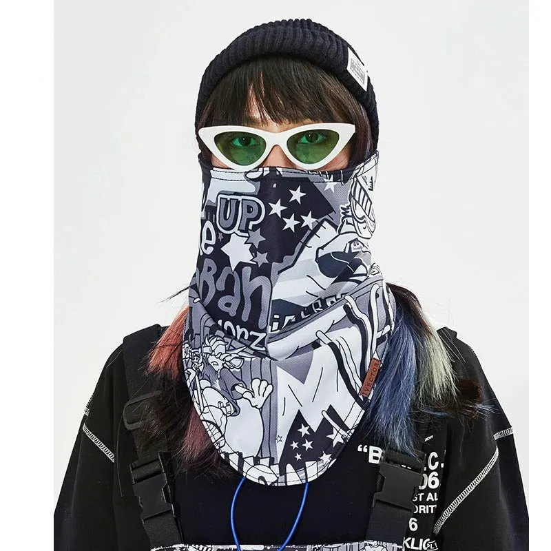 Graphic Printed Triangular Windproof Skiing Scarf