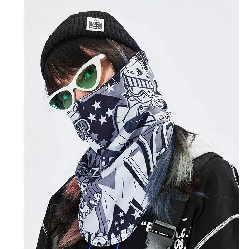 Graphic Printed Triangular Windproof Skiing Scarf