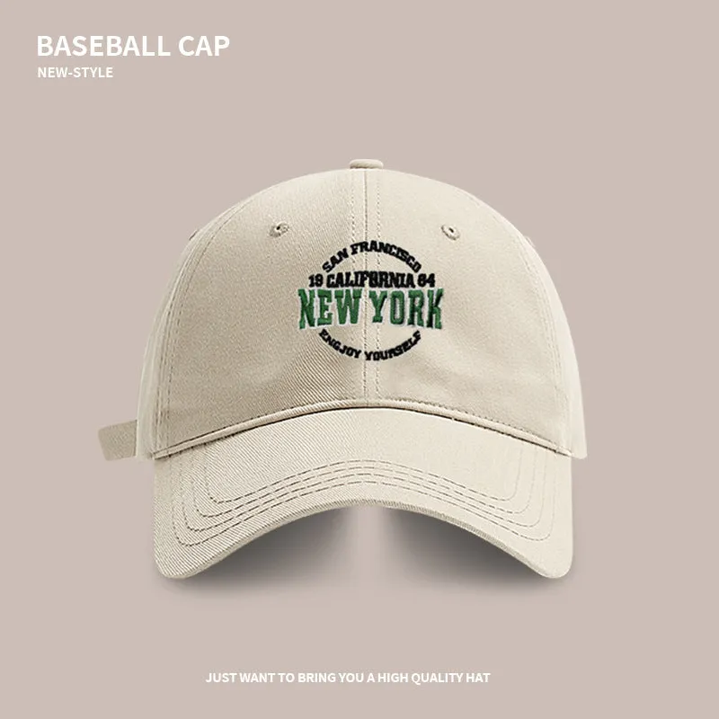 High-quality letter baseball cap for women in spring and summer, of trendy brand wide brim, versatile, big head and face, small peaked cap