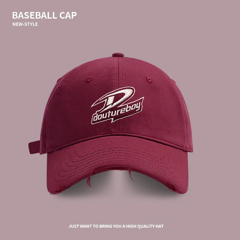 High-quality letter baseball cap for women in spring and summer, of trendy brand wide brim, versatile, big head and face, small peaked cap