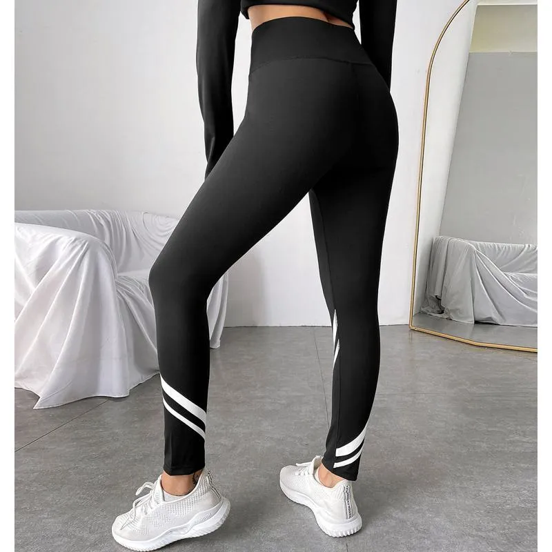 High-Waisted Yoga Tight-Fitting Sports Fitness Offset Printing Patchwork Sports Leggings