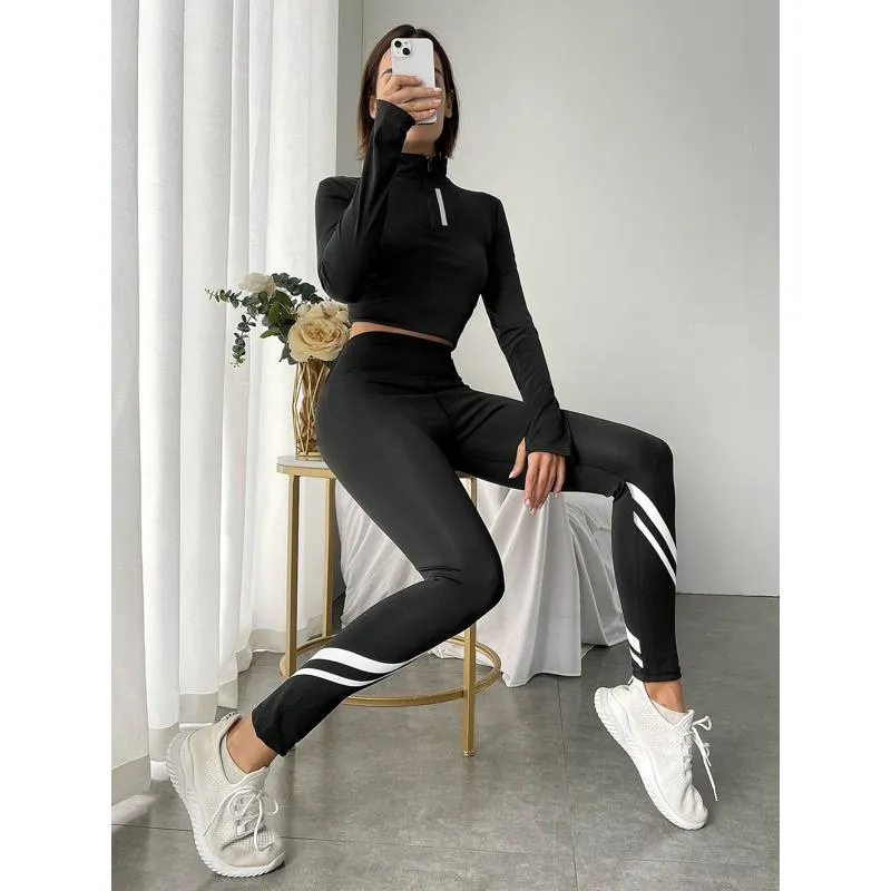 High-Waisted Yoga Tight-Fitting Sports Fitness Offset Printing Patchwork Sports Leggings