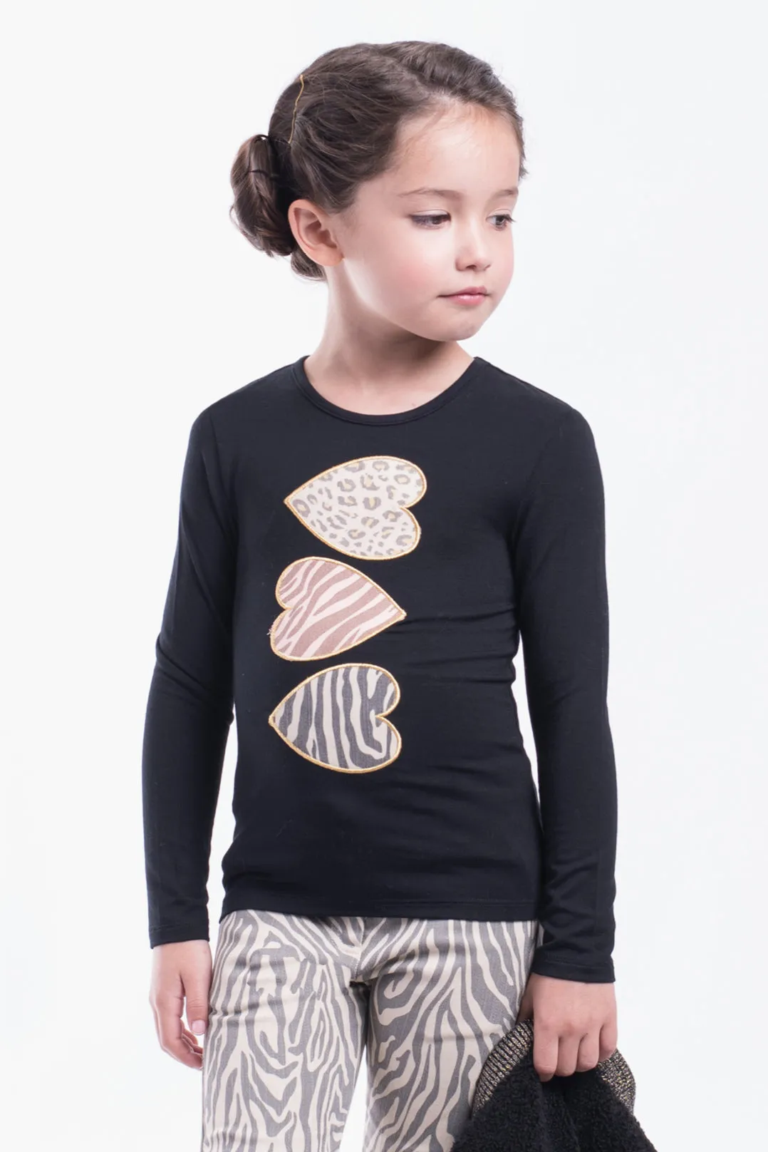 Imoga Ariana Girls Shirt - Heart Black Safari