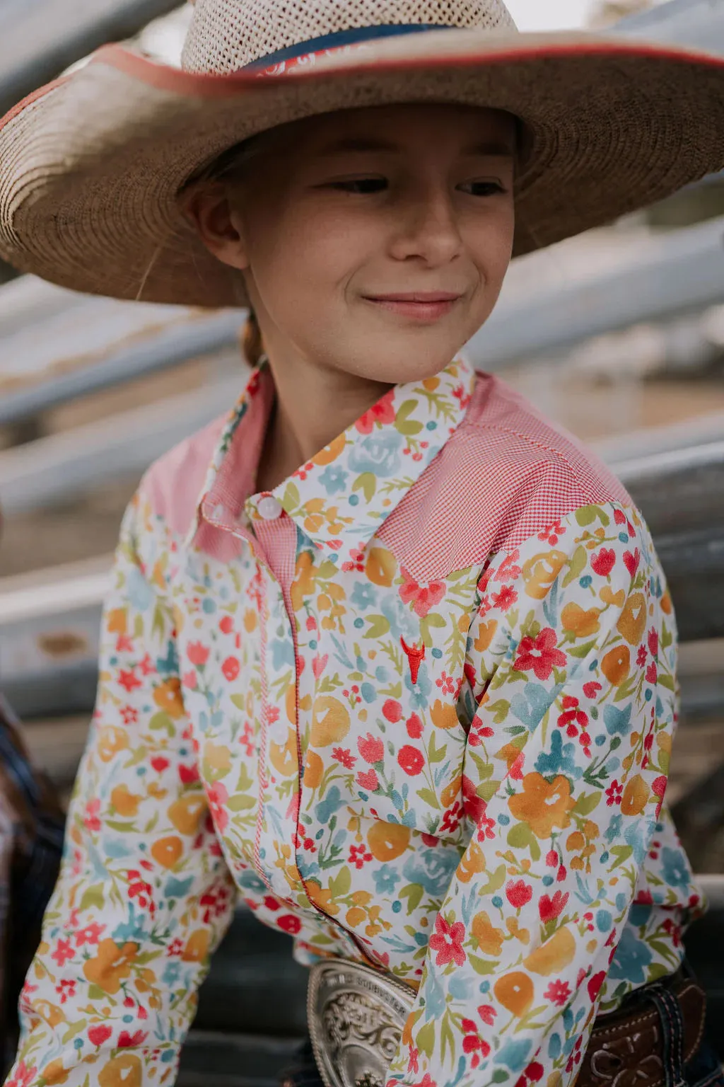 Little Windmill Kelly Jnr Retro Floral Western Yoke L/S Shirt