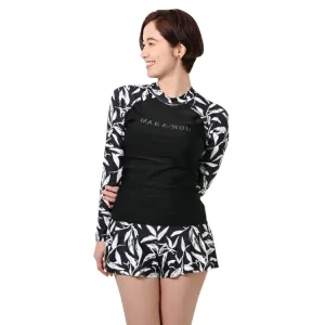 Maka-Hou Women Long Sleeve Rash Guard-MONO LEAF (Japanese Brand)