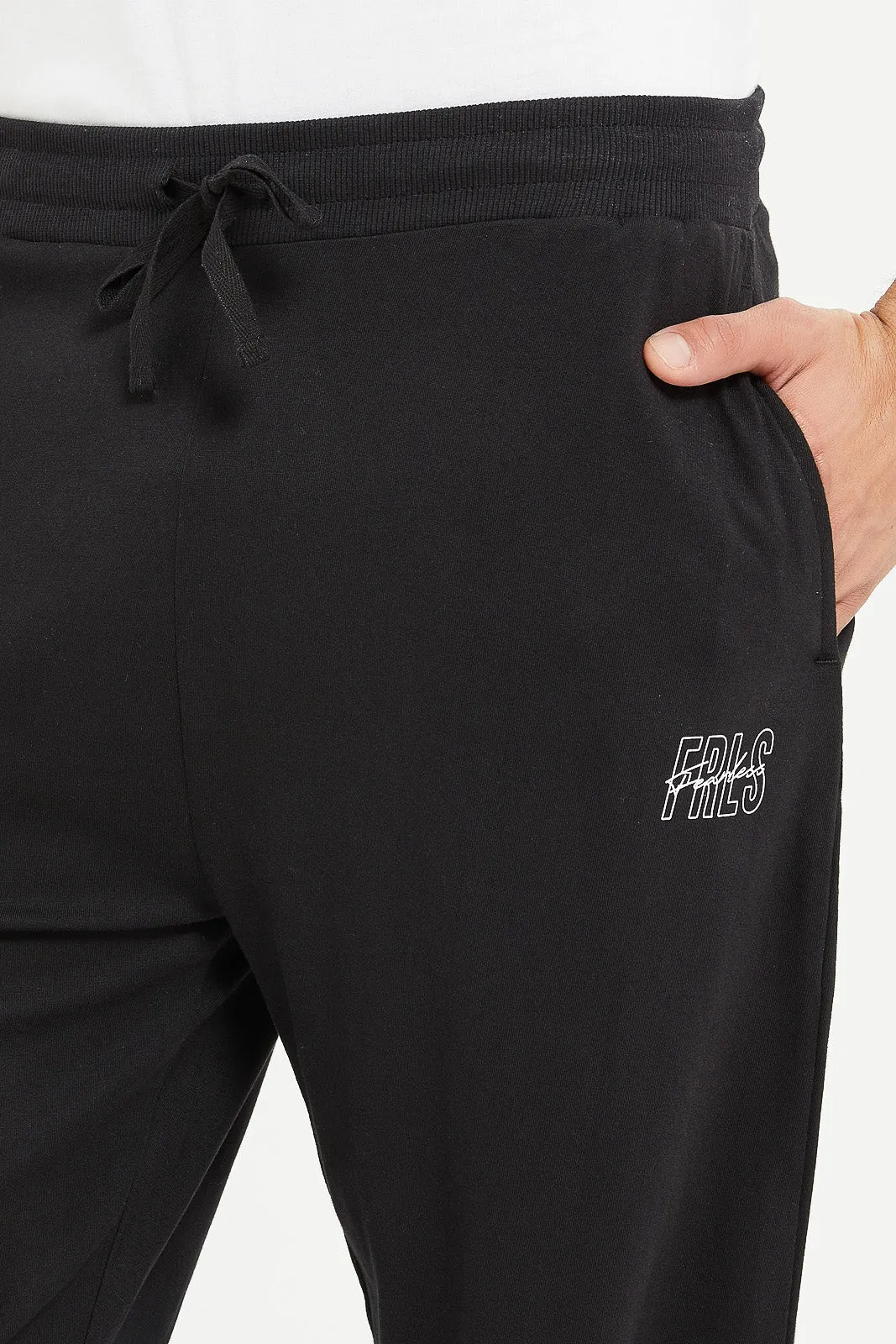 Men Black Cuffed Pyjama Bottom