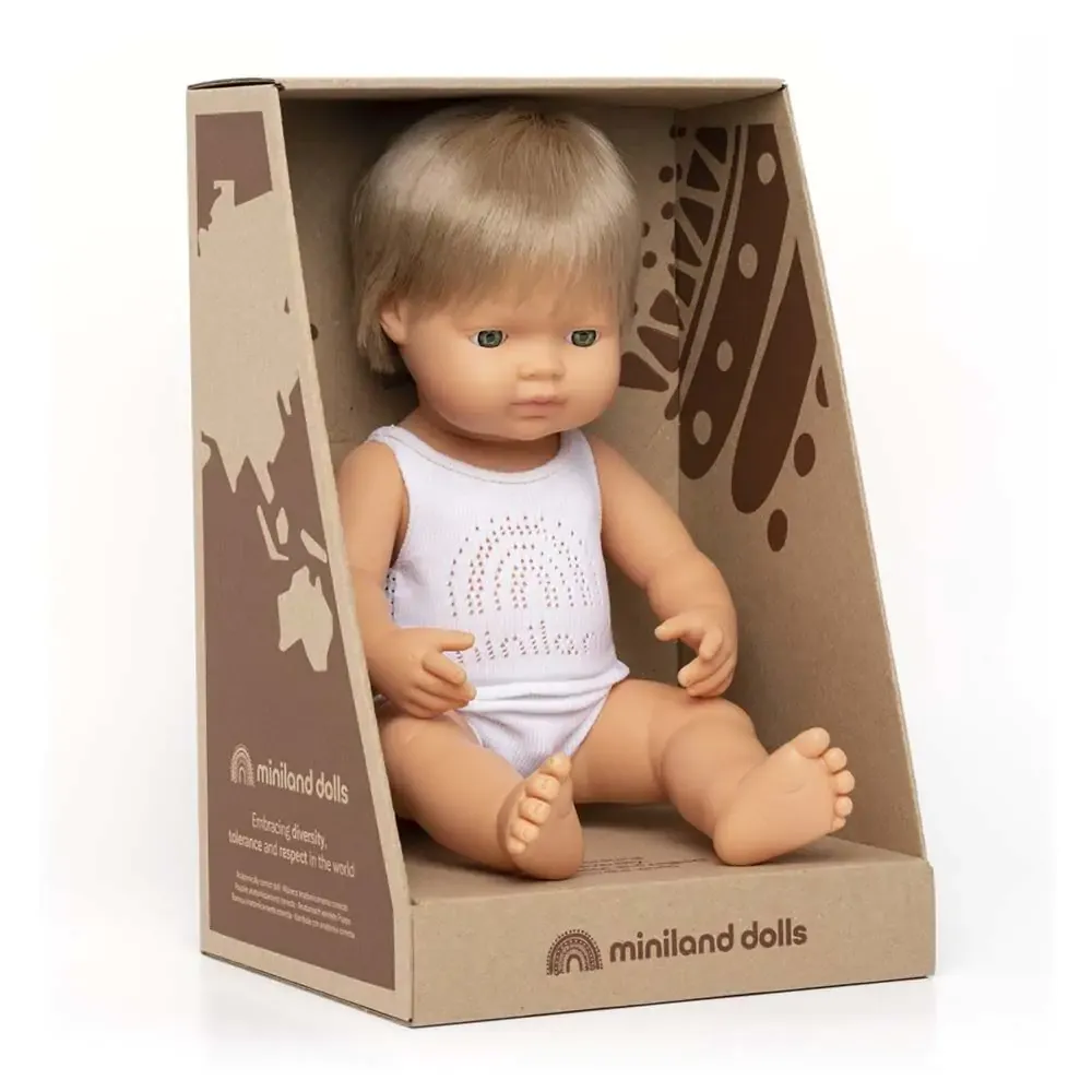 Miniland - Baby Doll - Caucasian Dark Blonde Boy 38cm