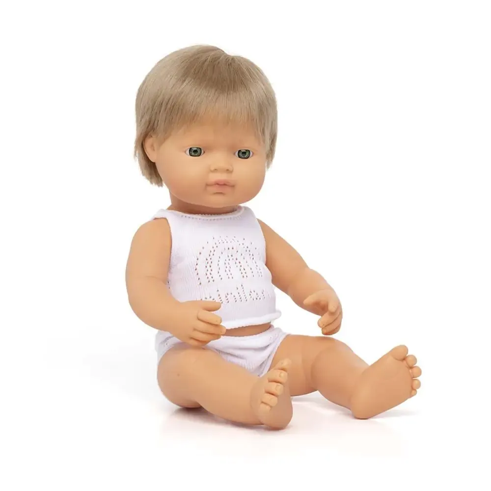 Miniland - Baby Doll - Caucasian Dark Blonde Boy 38cm