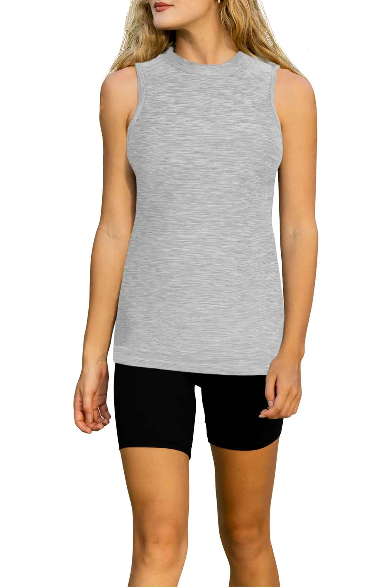 Mock Neck Tank Top | Everyday Casual Sport Yoga Women