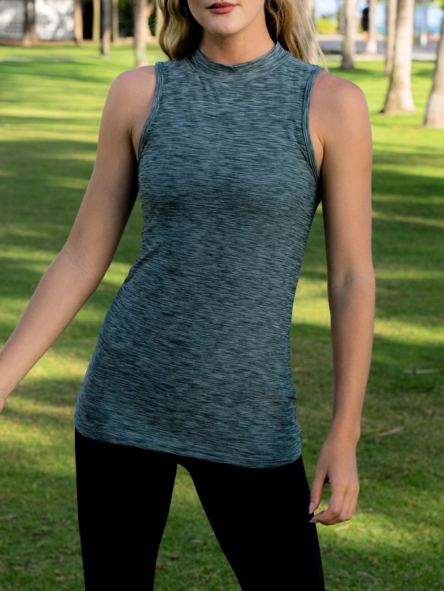 Mock Neck Tank Top | Everyday Casual Sport Yoga Women