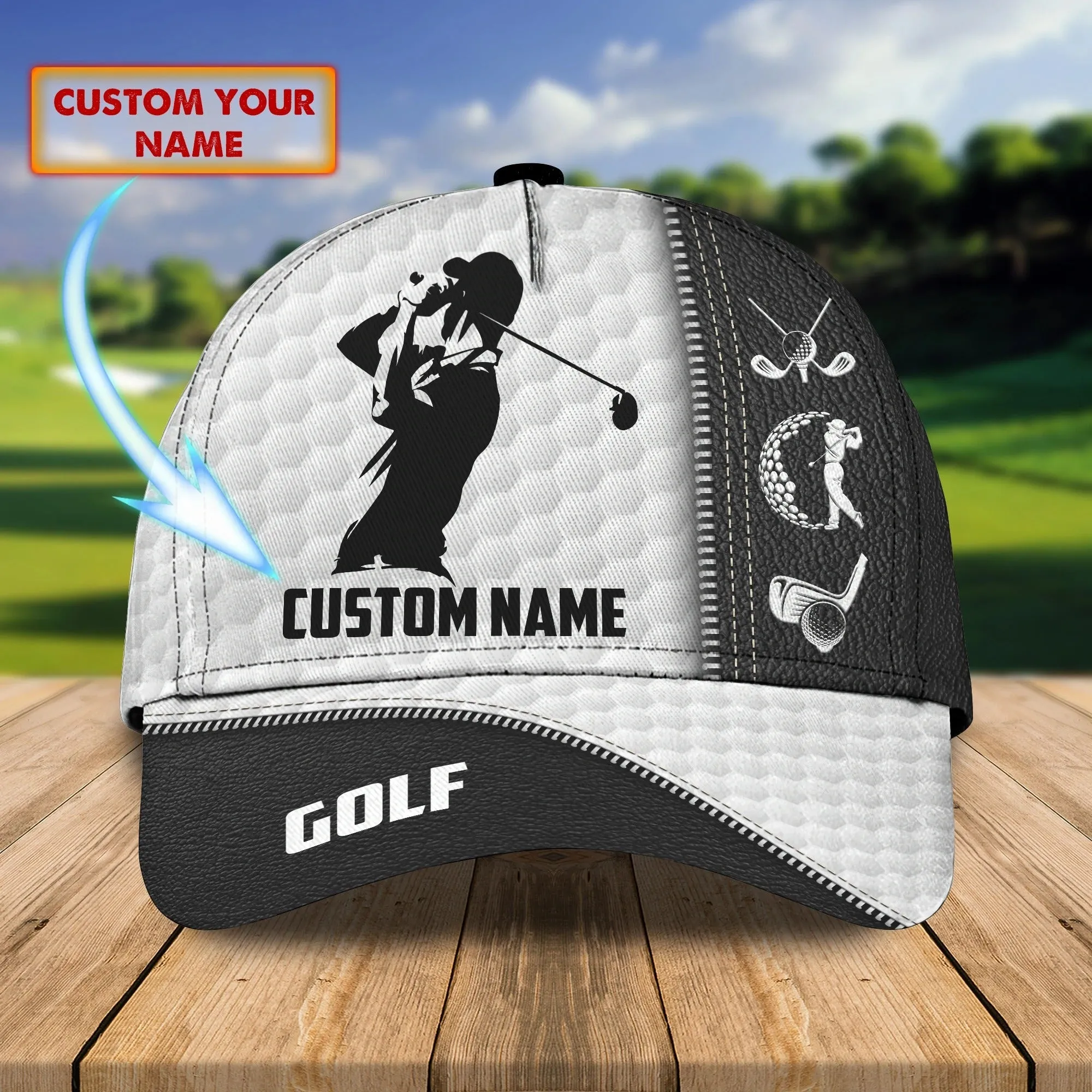 Personalized  Golf Mens Cap Hat Full Printing, 3D Baseball Cap For Gofler, Dad Golf Gifts, Father Day Golfer Gift