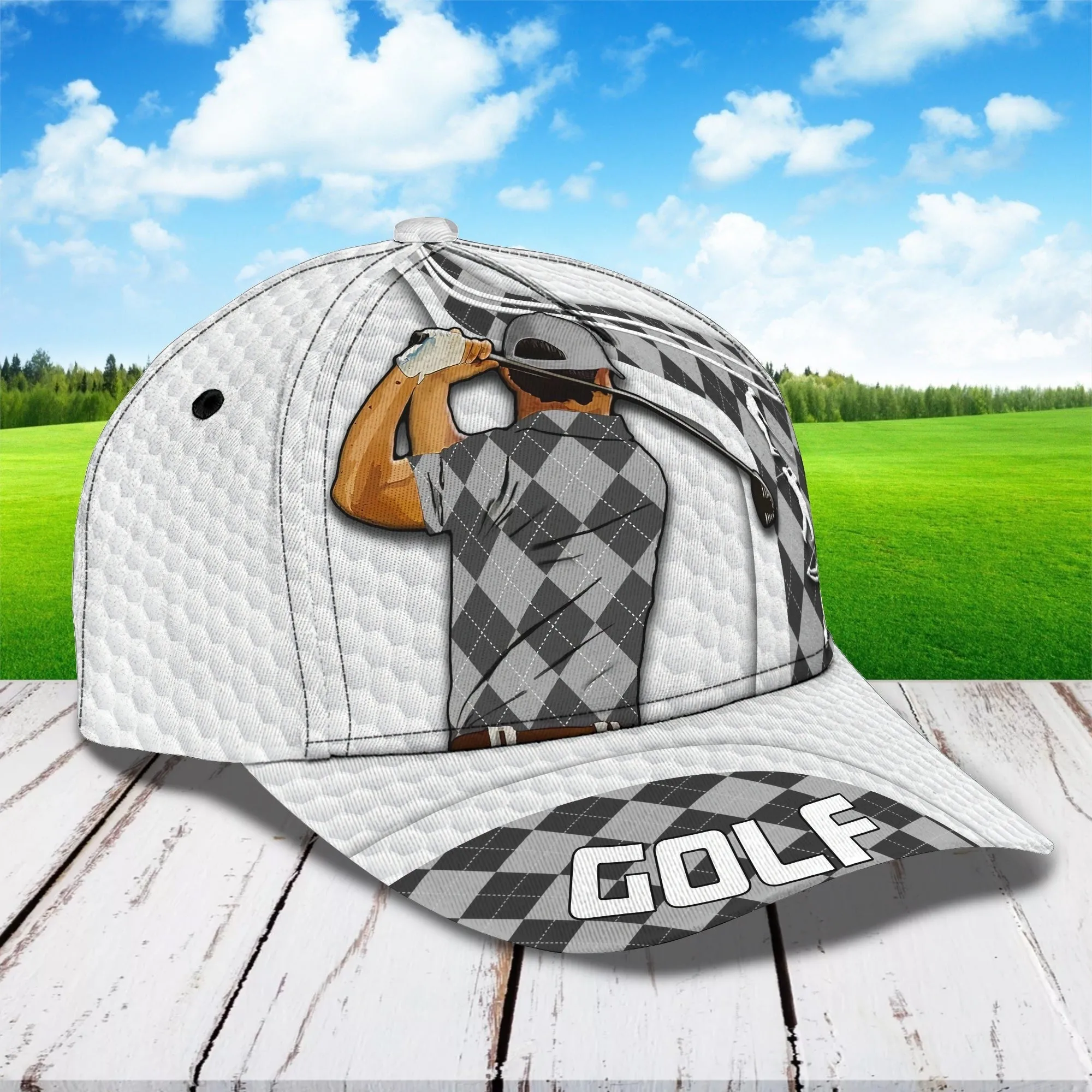 Personalized  Golf Mens Cap Hat Full Printing, 3D Baseball Cap For Gofler, Dad Golf Gifts, Father Day Golfer Gift