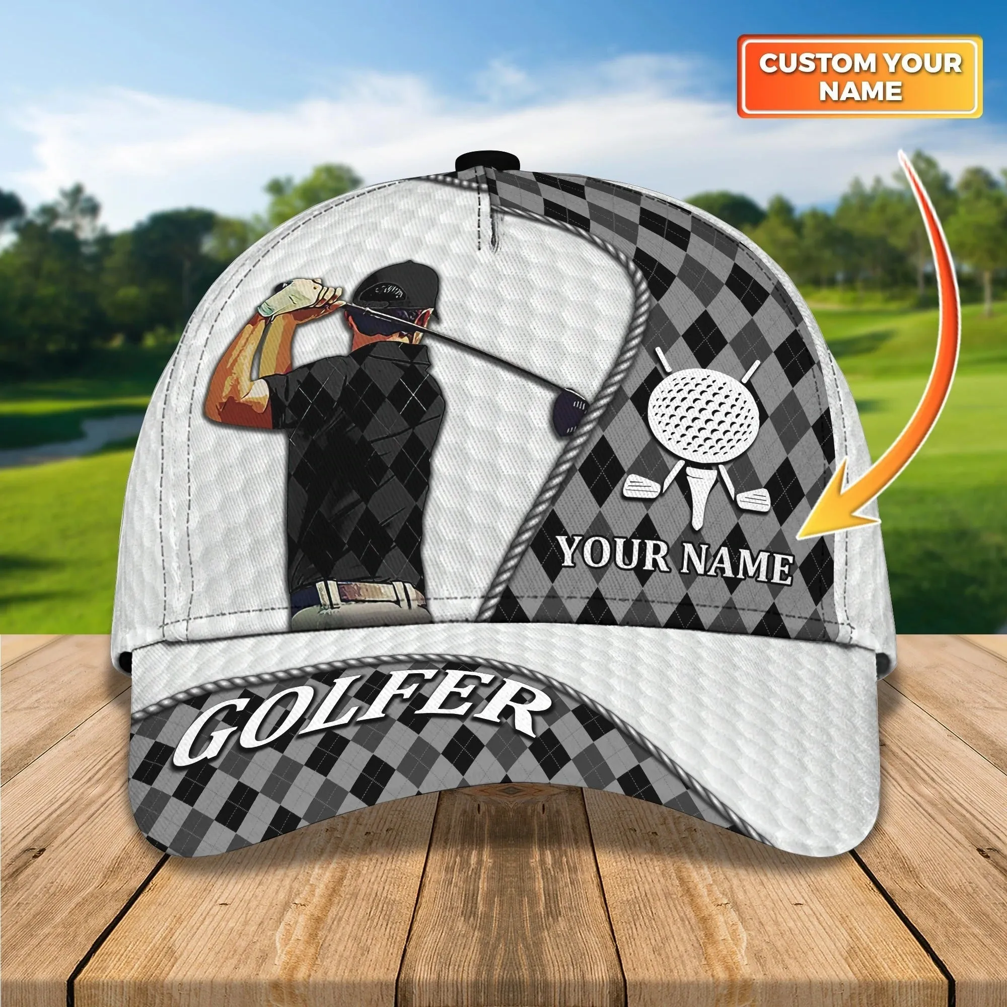 Personalized  Golf Mens Cap Hat Full Printing, 3D Baseball Cap For Gofler, Dad Golf Gifts, Father Day Golfer Gift