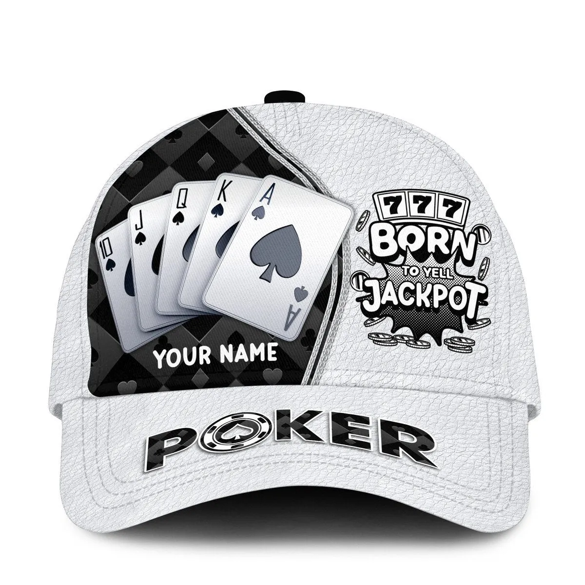 Personalized Name Poker Jackpot Classic Cap, Born To Yell Jackpot Funny Cap, Poker Hat