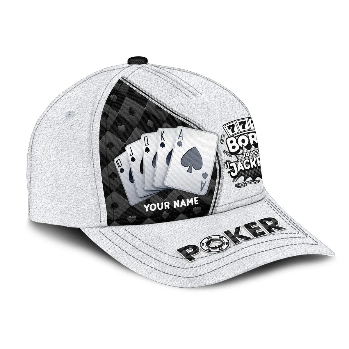 Personalized Name Poker Jackpot Classic Cap, Born To Yell Jackpot Funny Cap, Poker Hat