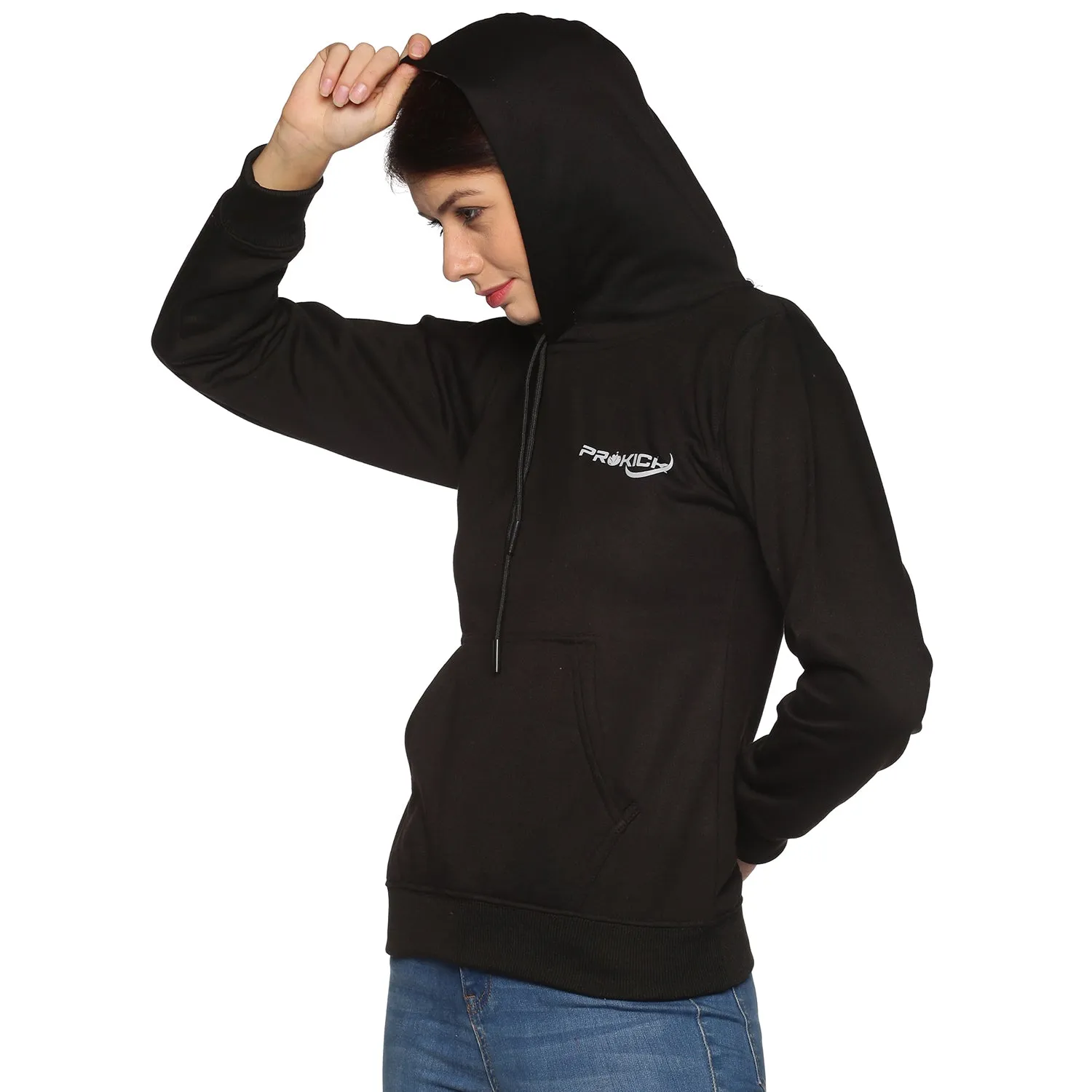 Prokick Sports Women Hooded Sweat Shirt , Black