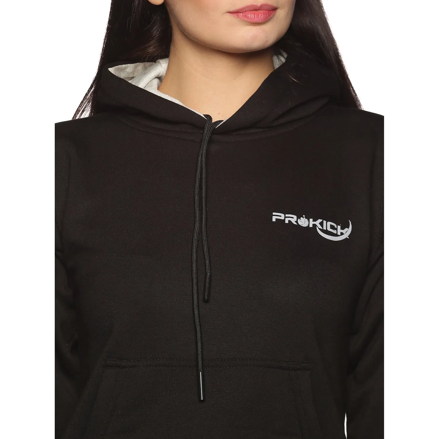 Prokick Sports Women Hooded Sweat Shirt , Black