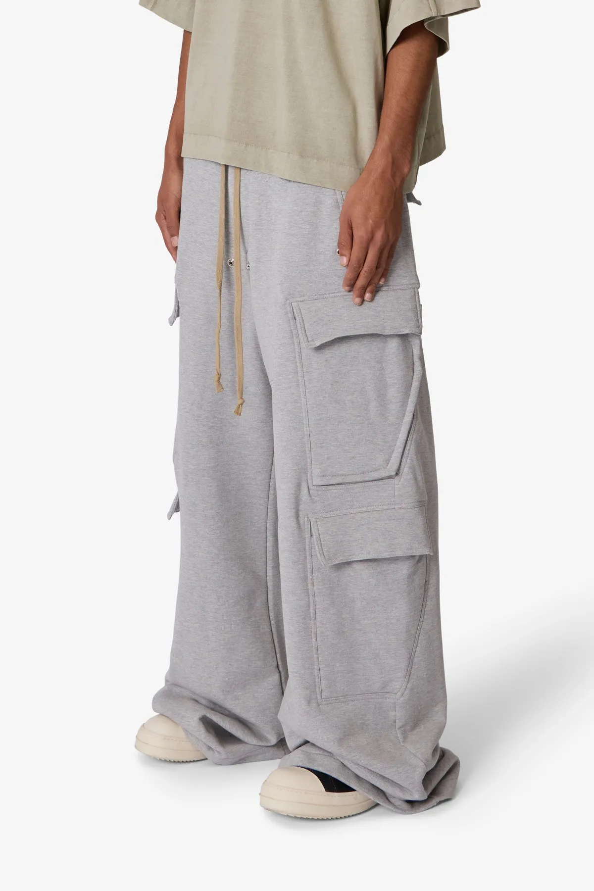 Rave Double Cargo Sweatpants - Washed Grey