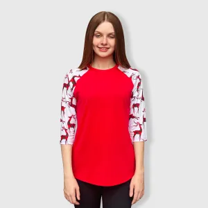 Reindeer Plaid Red Polyester Top