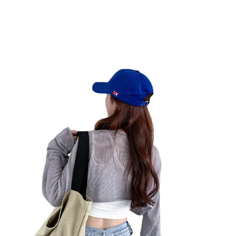 Soft top baseball cap for women letter NYC sun hat wide brim couple trendy outdoor sports cycling duck cap