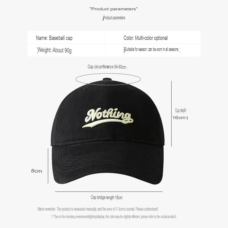 Soft-top baseball hat for men with large head circumference, small face, three-dimensional embroidery, pure cotton peaked cap, outdoor versatile sun hat for women