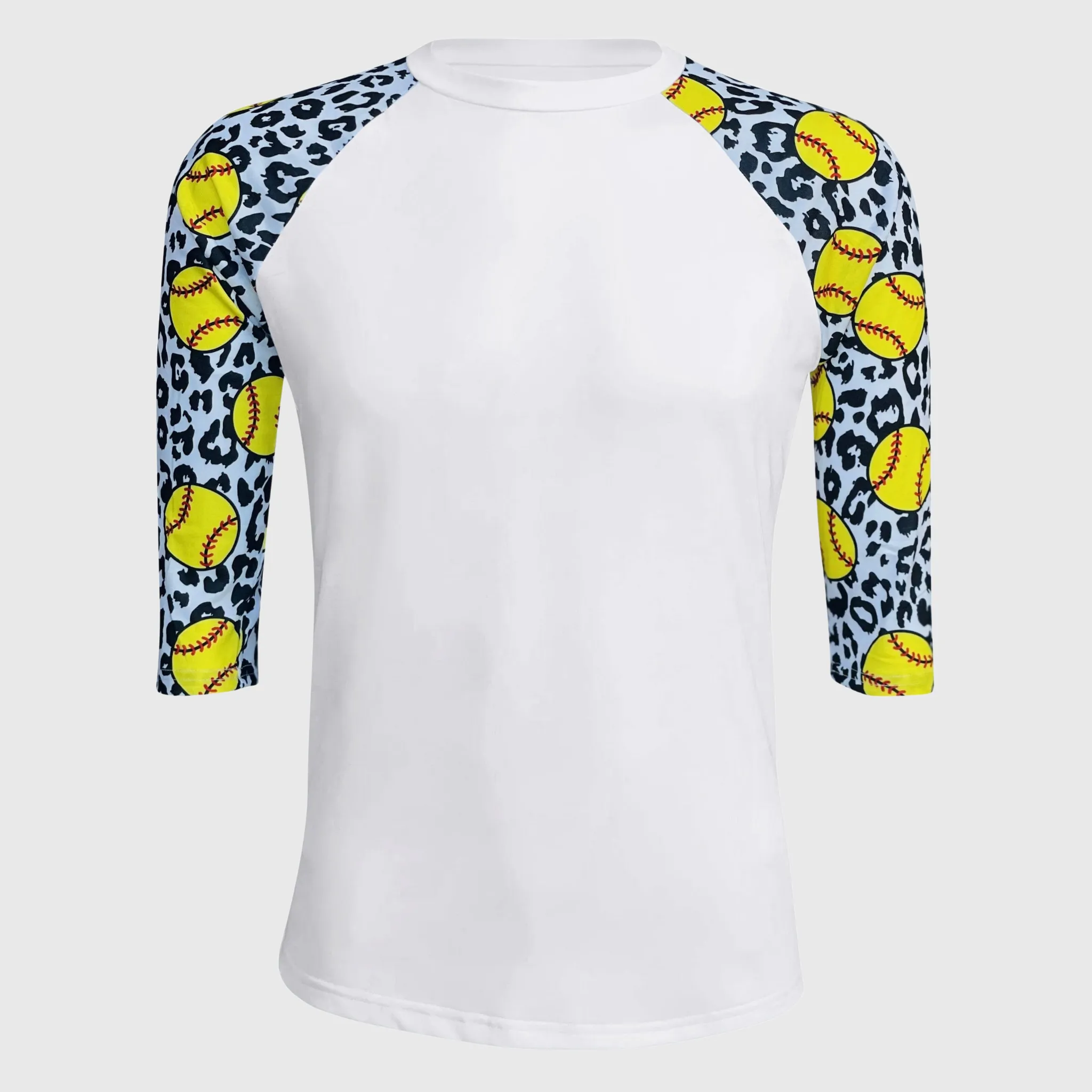 Softball Cheetah White Polyester Top