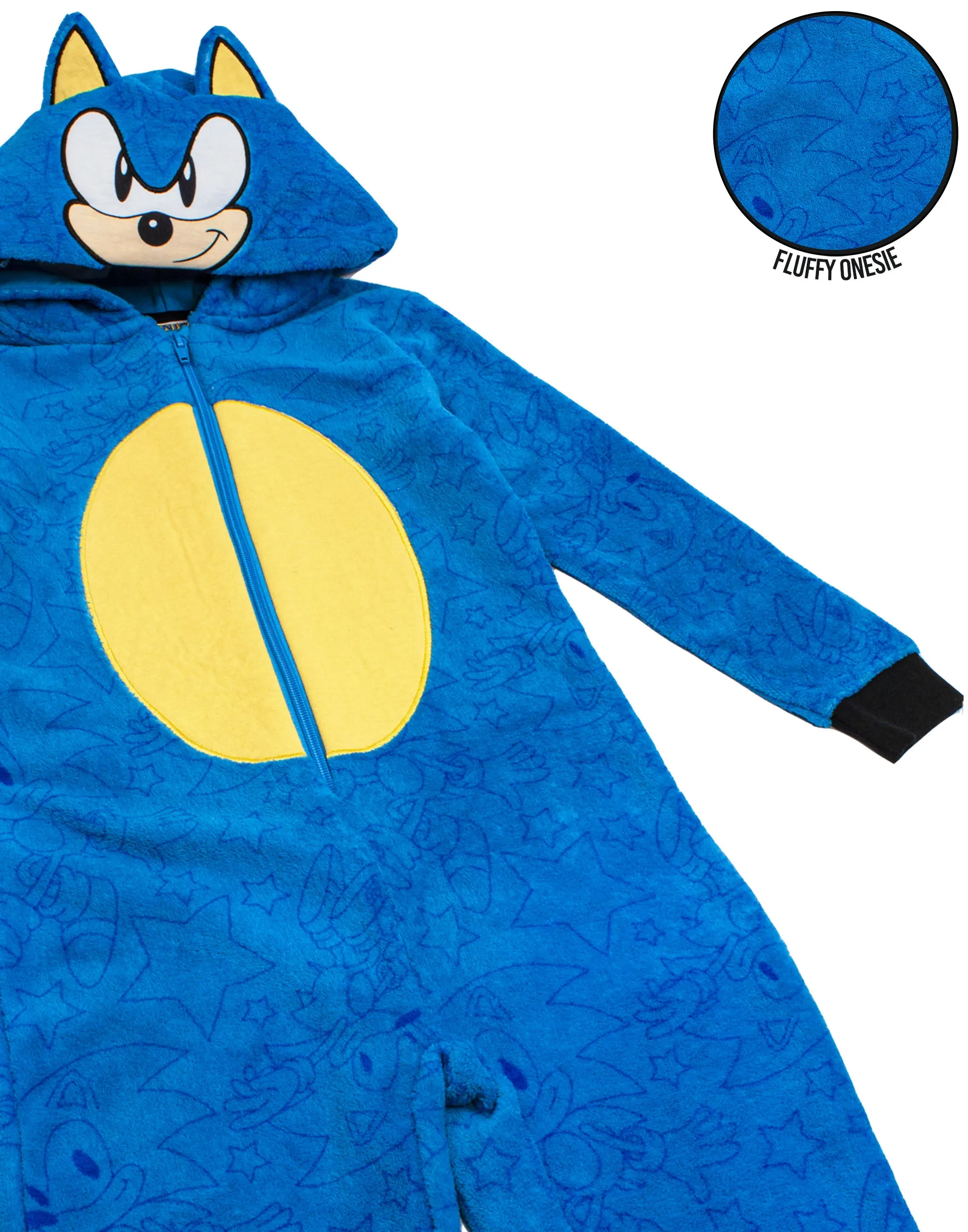 Sonic the Hedgehog Sonic Novelty 3D Dress-Up Style Unisex Kids Blue Onesie