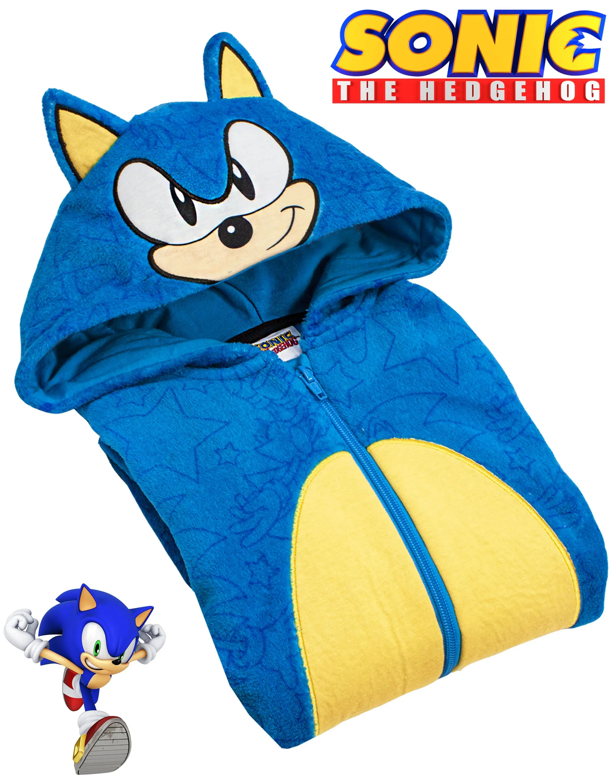 Sonic the Hedgehog Sonic Novelty 3D Dress-Up Style Unisex Kids Blue Onesie