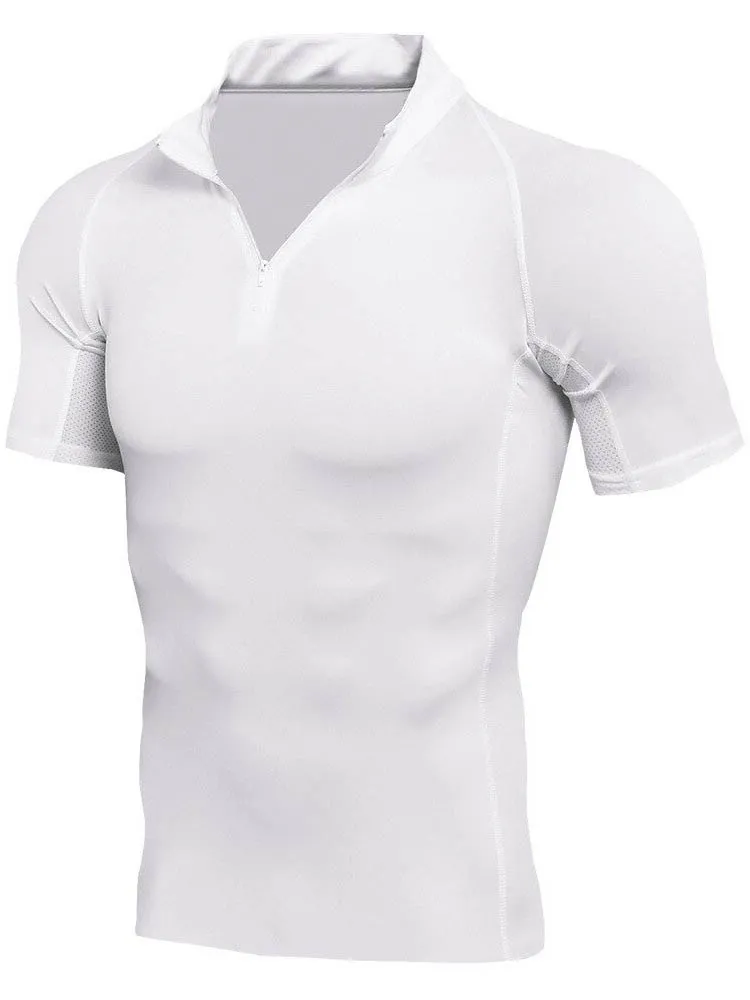 Sports Compression Men's Zipper Short Sleeves T-Shirt - SF0645