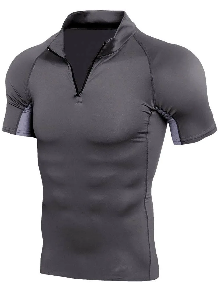 Sports Compression Men's Zipper Short Sleeves T-Shirt - SF0645