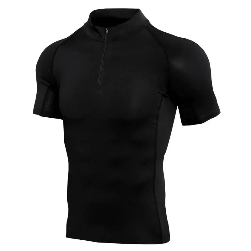 Sports Compression Men's Zipper Short Sleeves T-Shirt - SF0645