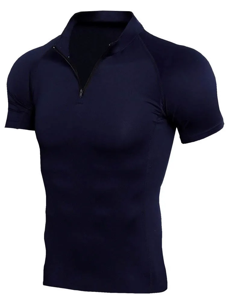 Sports Compression Men's Zipper Short Sleeves T-Shirt - SF0645