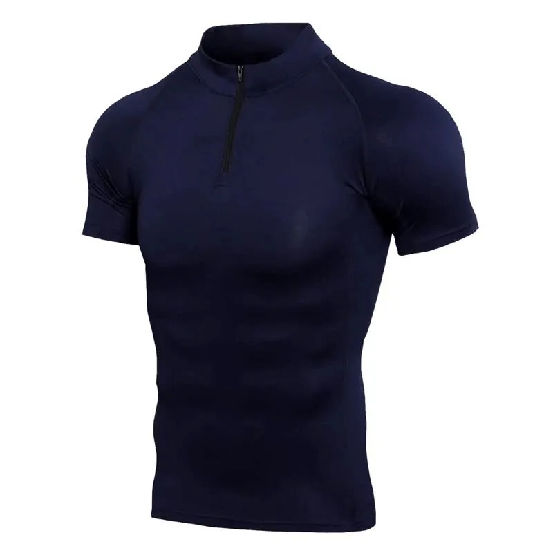 Sports Compression Men's Zipper Short Sleeves T-Shirt - SF0645