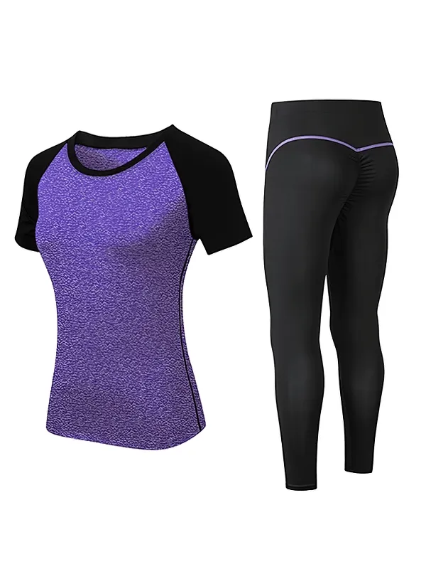 Sports Elastic Women's Short-Sleeve Split Suit for Training - SF1128