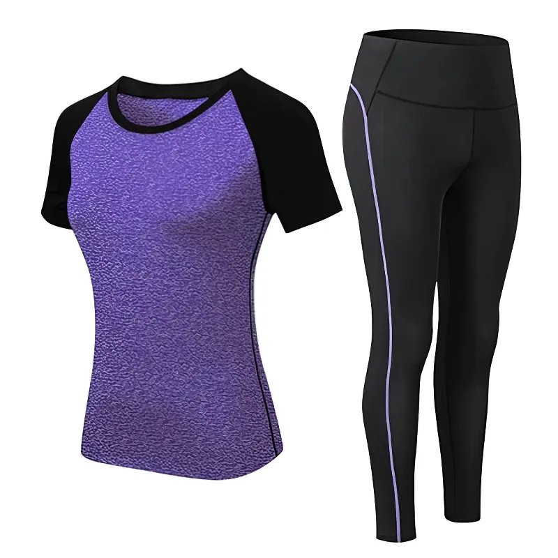 Sports Elastic Women's Short-Sleeve Split Suit for Training - SF1128