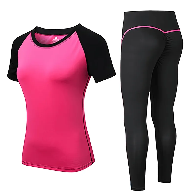 Sports Elastic Women's Short-Sleeve Split Suit for Training - SF1128