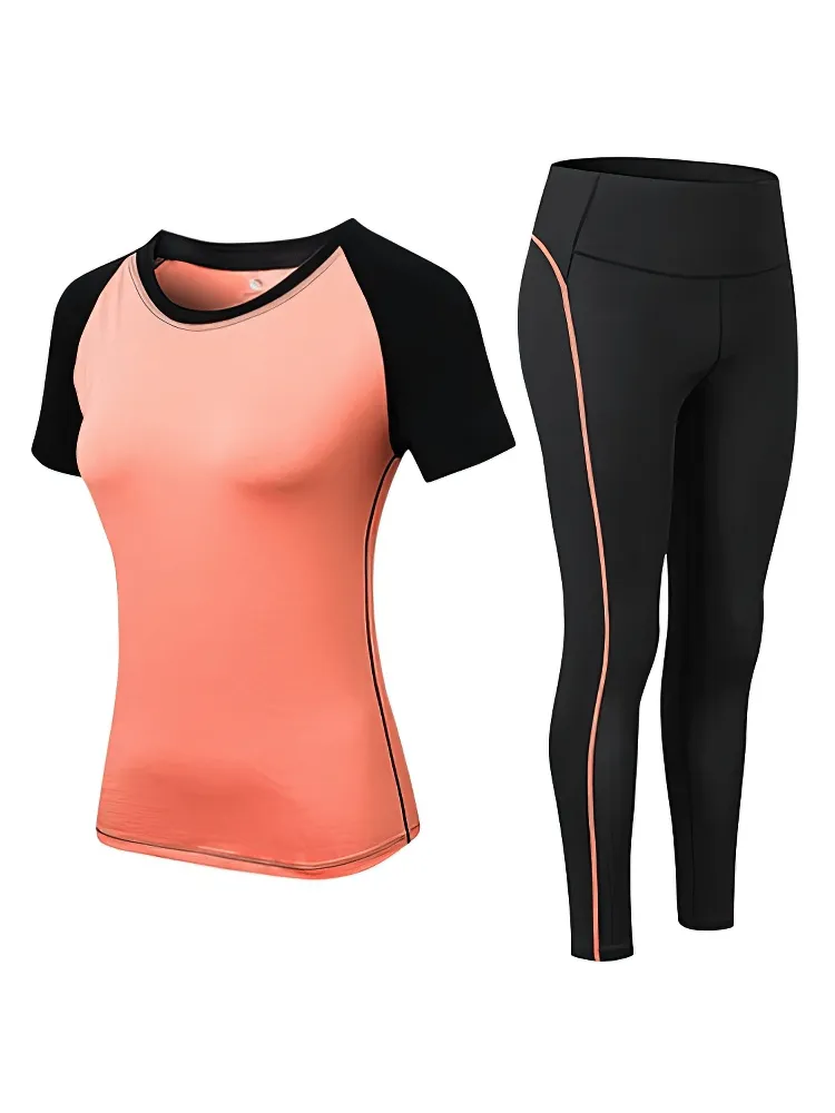 Sports Elastic Women's Short-Sleeve Split Suit for Training - SF1128