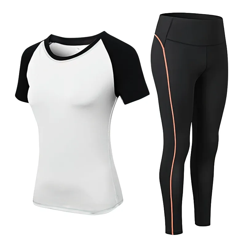 Sports Elastic Women's Short-Sleeve Split Suit for Training - SF1128