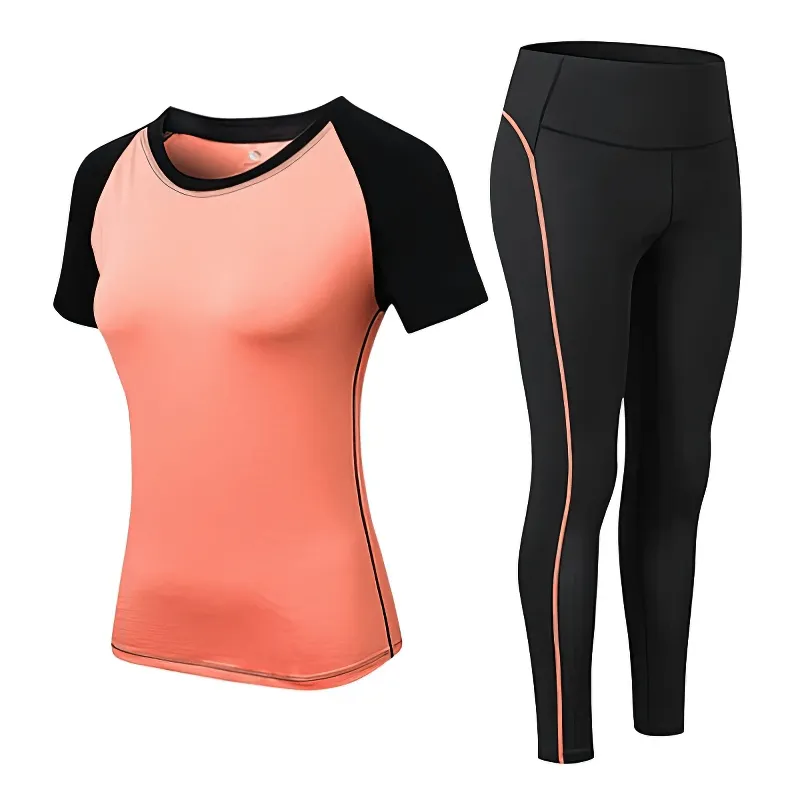 Sports Elastic Women's Short-Sleeve Split Suit for Training - SF1128