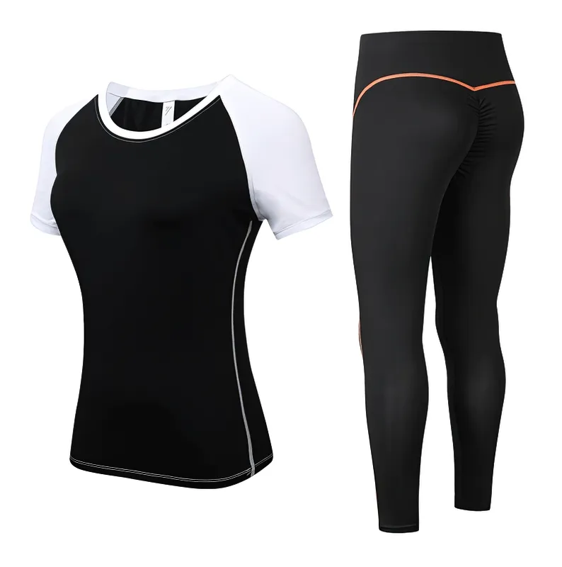 Sports Elastic Women's Short-Sleeve Split Suit for Training - SF1128