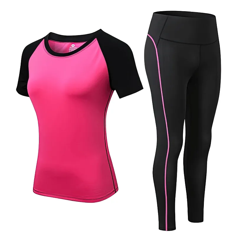 Sports Elastic Women's Short-Sleeve Split Suit for Training - SF1128