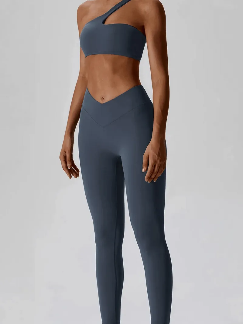 Sports One Shoulder Push-up Bra and Leggings - SF1697