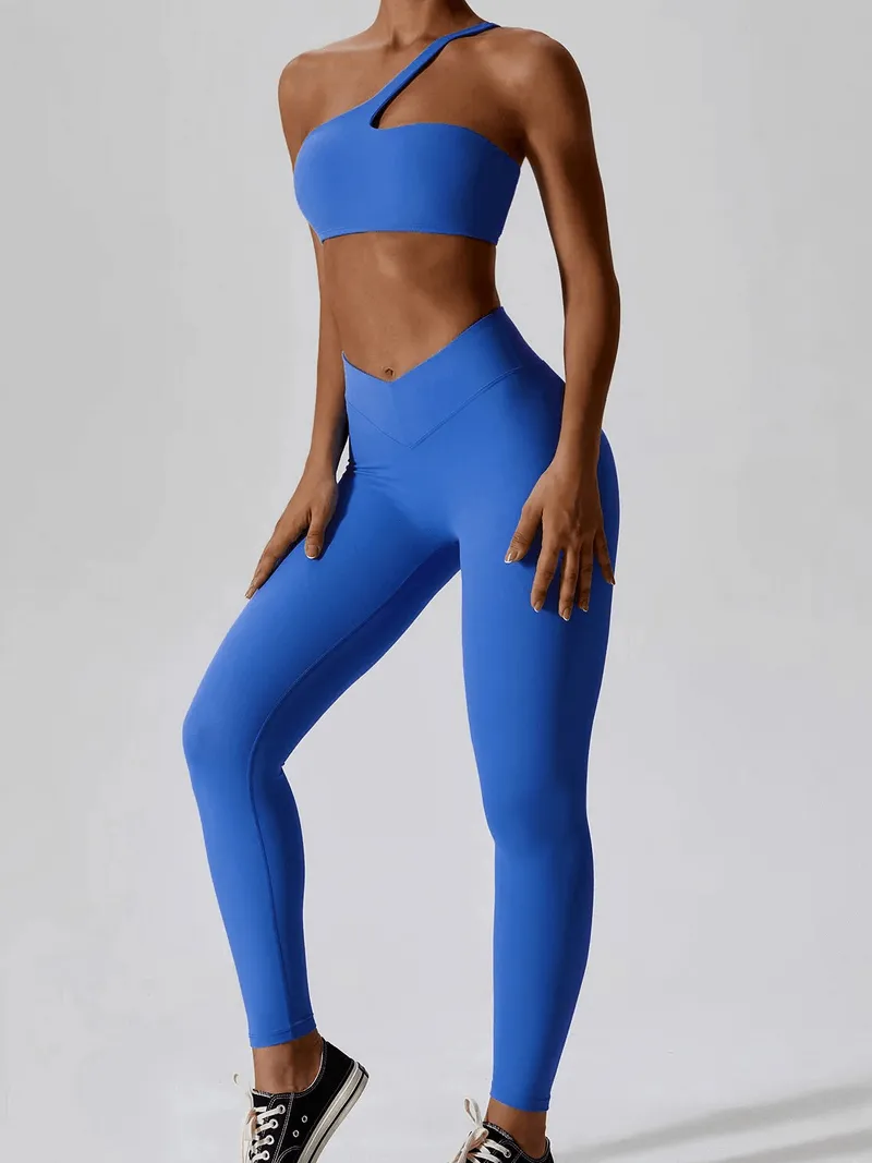 Sports One Shoulder Push-up Bra and Leggings - SF1697