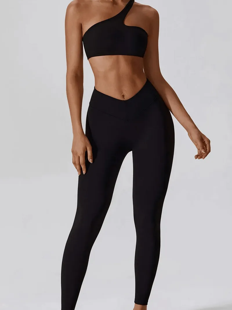 Sports One Shoulder Push-up Bra and Leggings - SF1697