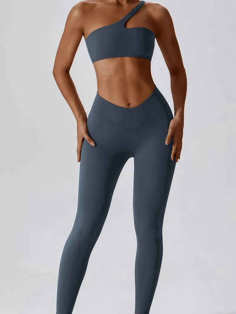 Sports One Shoulder Push-up Bra and Leggings - SF1697