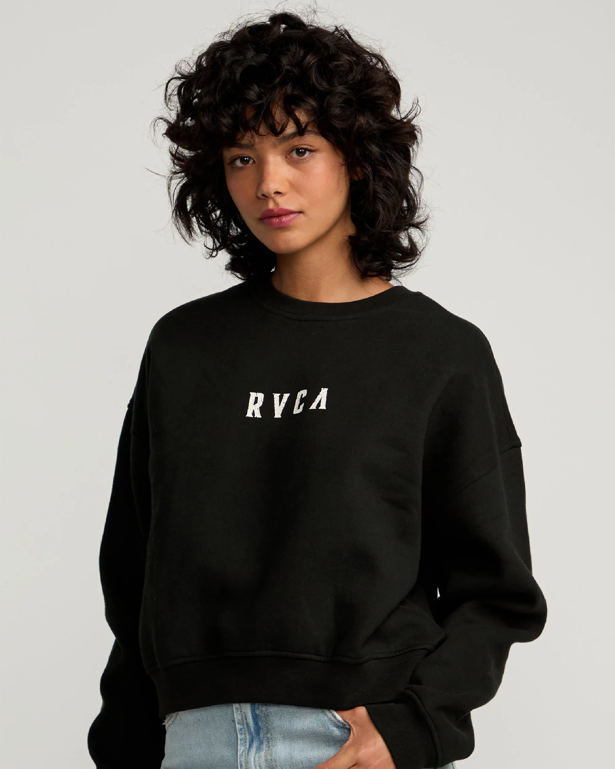 Stacked Court Crew Sweatshirt - Rvca Black