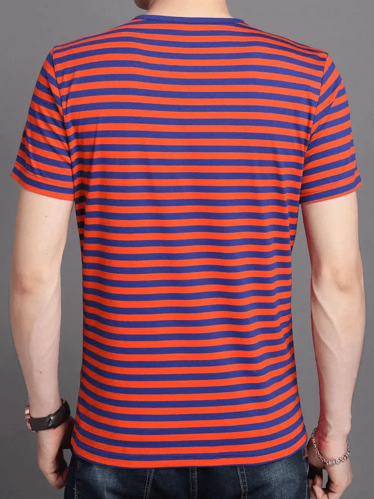 Stylish V-Neck Striped Short Sleeves Tee Shirt / Men's Sports Clothes - SF1066